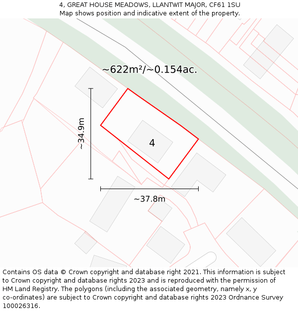 4, GREAT HOUSE MEADOWS, LLANTWIT MAJOR, CF61 1SU: Plot and title map