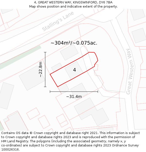 4, GREAT WESTERN WAY, KINGSWINFORD, DY6 7BA: Plot and title map
