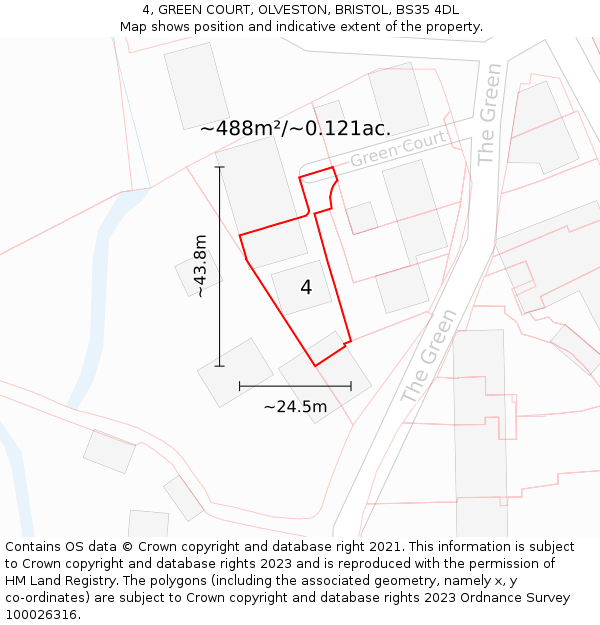4, GREEN COURT, OLVESTON, BRISTOL, BS35 4DL: Plot and title map