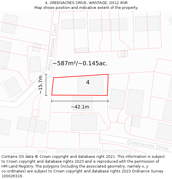 4, GREENACRES DRIVE, WANTAGE, OX12 9NR: Plot and title map