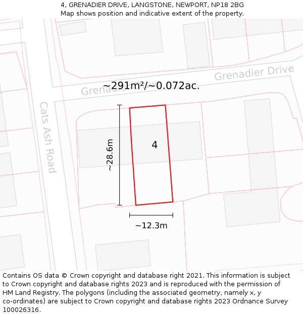 4, GRENADIER DRIVE, LANGSTONE, NEWPORT, NP18 2BG: Plot and title map