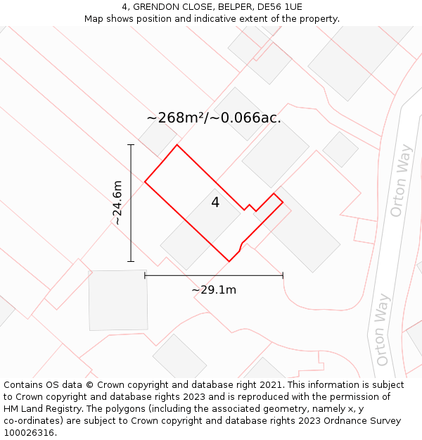 4, GRENDON CLOSE, BELPER, DE56 1UE: Plot and title map