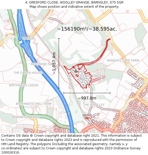 4, GRESFORD CLOSE, WOOLLEY GRANGE, BARNSLEY, S75 5QR: Plot and title map