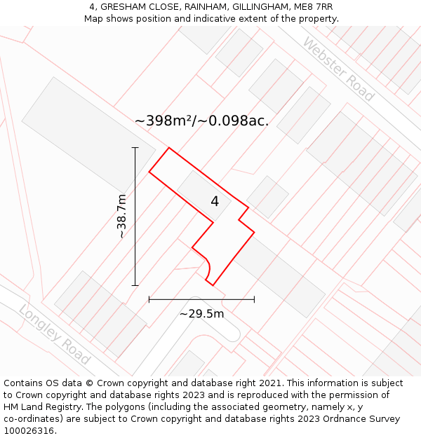 4, GRESHAM CLOSE, RAINHAM, GILLINGHAM, ME8 7RR: Plot and title map
