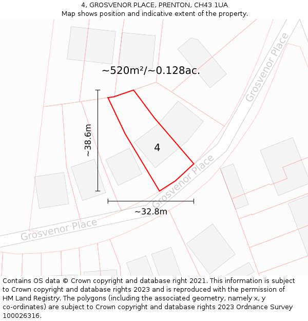 4, GROSVENOR PLACE, PRENTON, CH43 1UA: Plot and title map