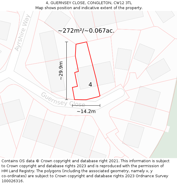 4, GUERNSEY CLOSE, CONGLETON, CW12 3TL: Plot and title map