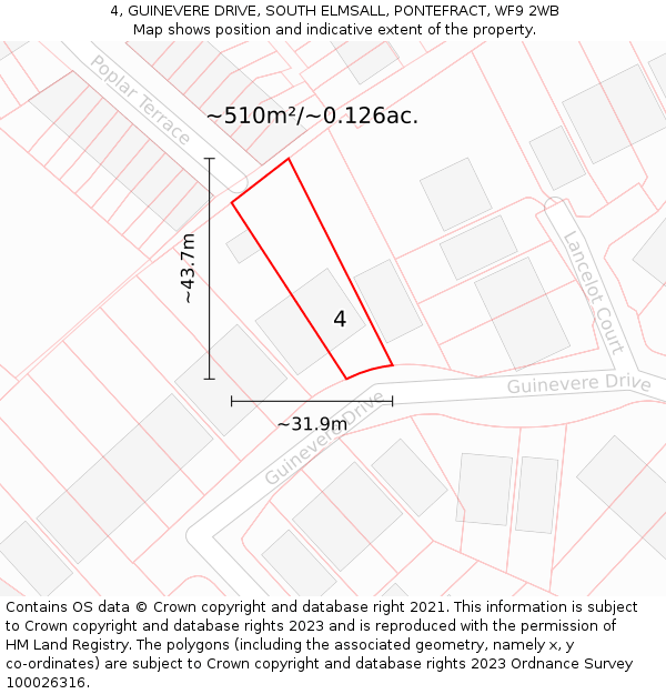 4, GUINEVERE DRIVE, SOUTH ELMSALL, PONTEFRACT, WF9 2WB: Plot and title map