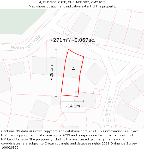 4, GUNSON GATE, CHELMSFORD, CM2 9NZ: Plot and title map