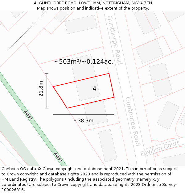 4, GUNTHORPE ROAD, LOWDHAM, NOTTINGHAM, NG14 7EN: Plot and title map