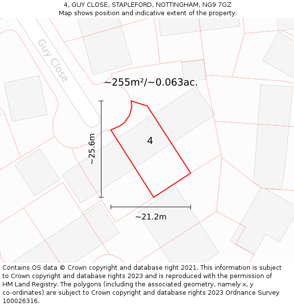 4, GUY CLOSE, STAPLEFORD, NOTTINGHAM, NG9 7GZ: Plot and title map