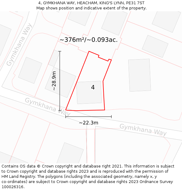 4, GYMKHANA WAY, HEACHAM, KING'S LYNN, PE31 7ST: Plot and title map