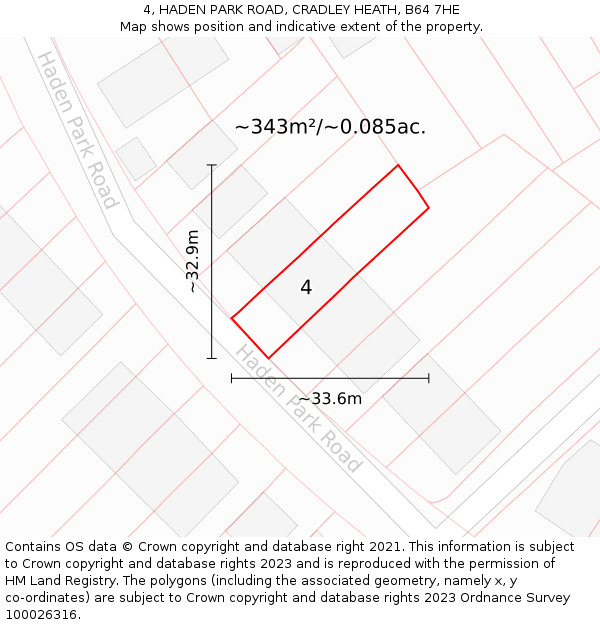 4, HADEN PARK ROAD, CRADLEY HEATH, B64 7HE: Plot and title map