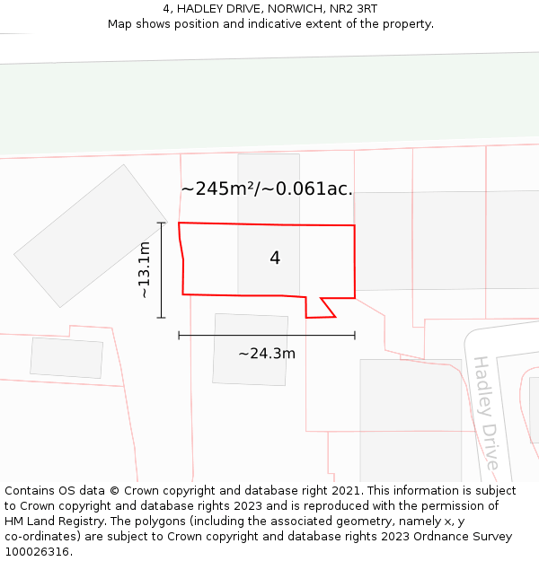 4, HADLEY DRIVE, NORWICH, NR2 3RT: Plot and title map