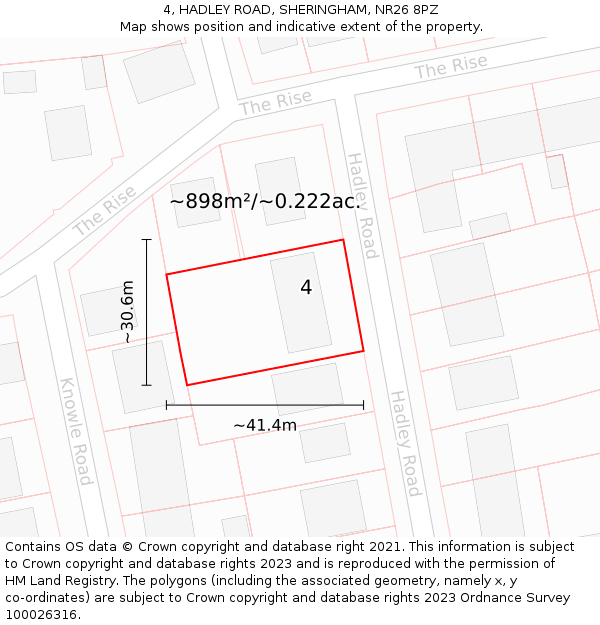 4, HADLEY ROAD, SHERINGHAM, NR26 8PZ: Plot and title map