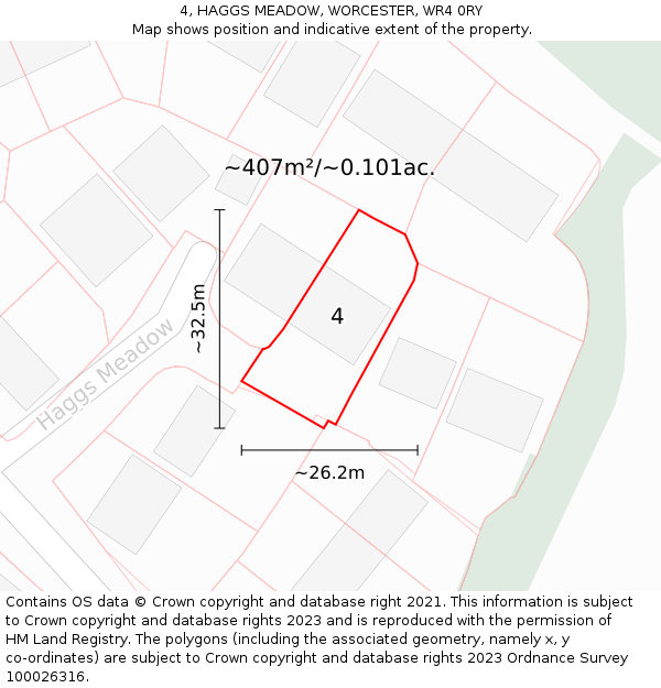 4, HAGGS MEADOW, WORCESTER, WR4 0RY: Plot and title map