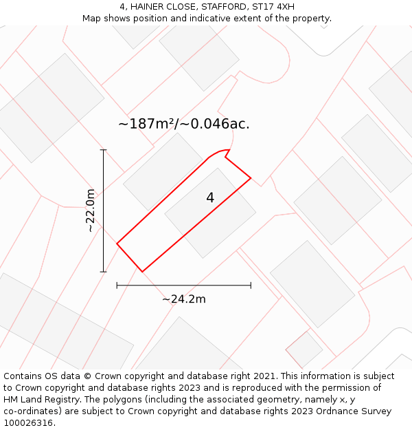 4, HAINER CLOSE, STAFFORD, ST17 4XH: Plot and title map