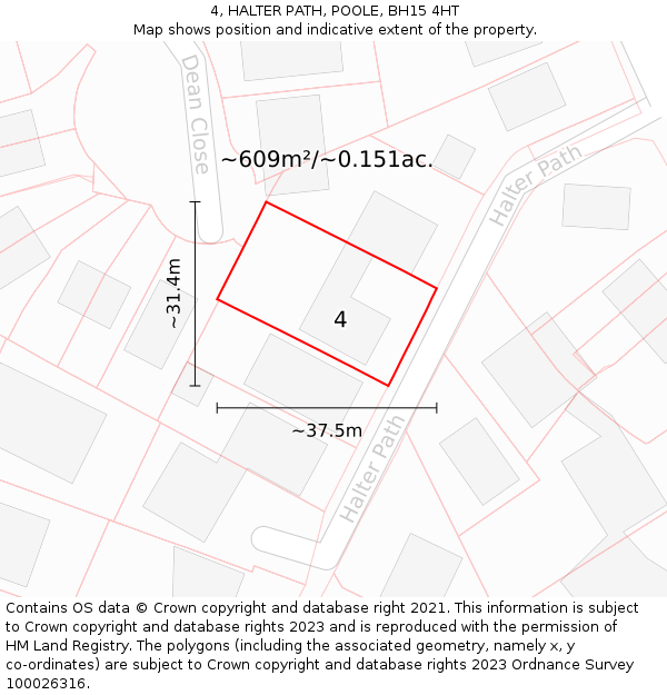 4, HALTER PATH, POOLE, BH15 4HT: Plot and title map