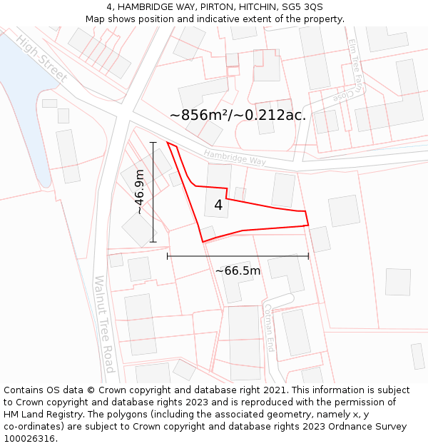 4, HAMBRIDGE WAY, PIRTON, HITCHIN, SG5 3QS: Plot and title map
