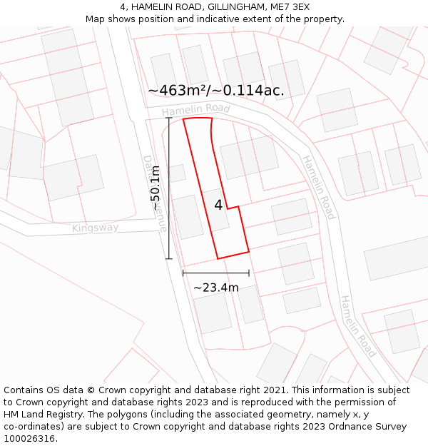 4, HAMELIN ROAD, GILLINGHAM, ME7 3EX: Plot and title map