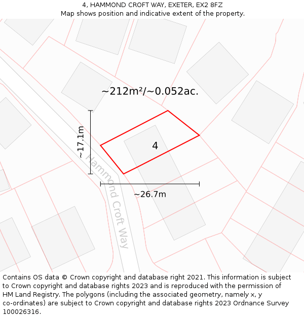 4, HAMMOND CROFT WAY, EXETER, EX2 8FZ: Plot and title map