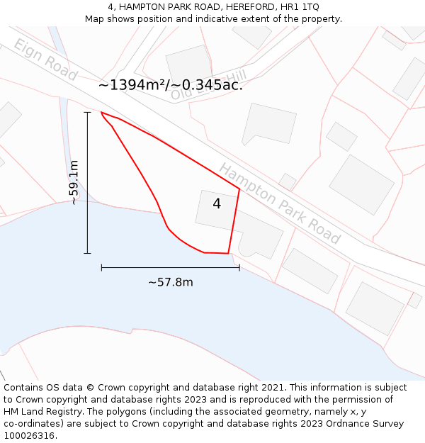 4, HAMPTON PARK ROAD, HEREFORD, HR1 1TQ: Plot and title map