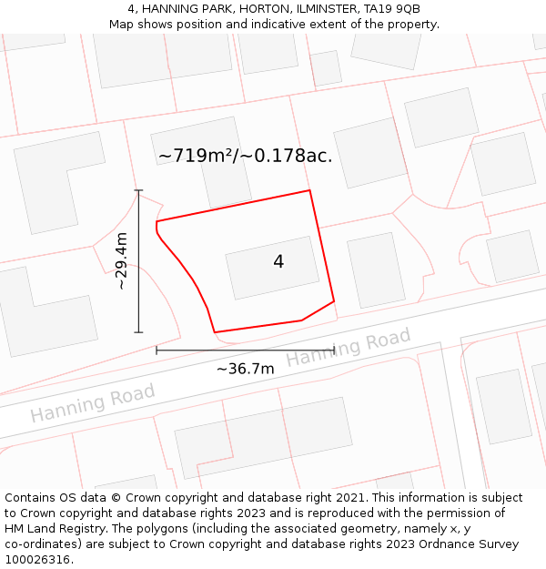 4, HANNING PARK, HORTON, ILMINSTER, TA19 9QB: Plot and title map