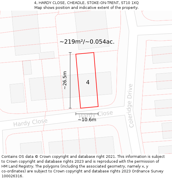 4, HARDY CLOSE, CHEADLE, STOKE-ON-TRENT, ST10 1XQ: Plot and title map