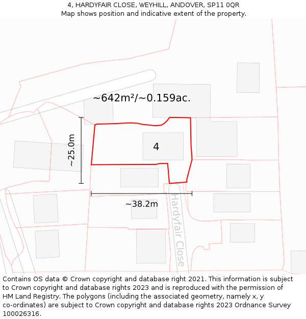 4, HARDYFAIR CLOSE, WEYHILL, ANDOVER, SP11 0QR: Plot and title map