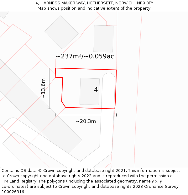 4, HARNESS MAKER WAY, HETHERSETT, NORWICH, NR9 3FY: Plot and title map