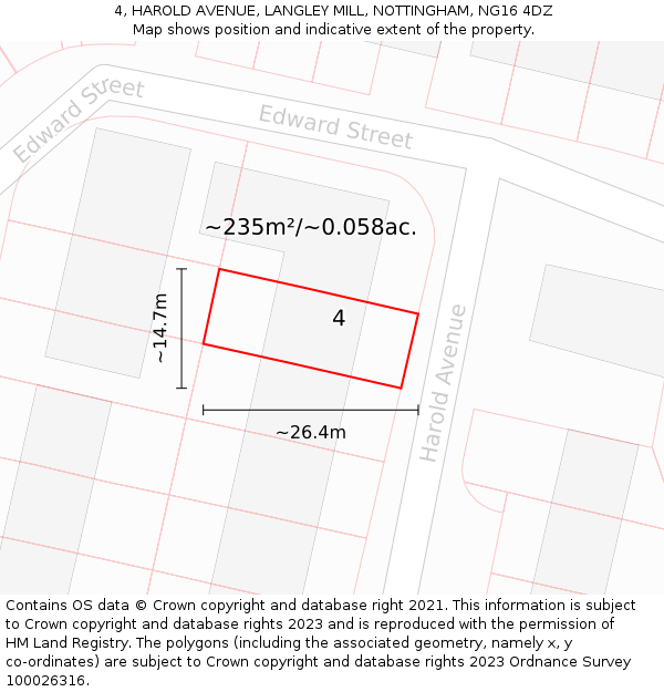 4, HAROLD AVENUE, LANGLEY MILL, NOTTINGHAM, NG16 4DZ: Plot and title map