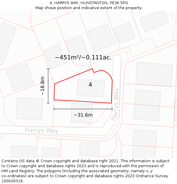 4, HARRYS WAY, HUNSTANTON, PE36 5PG: Plot and title map