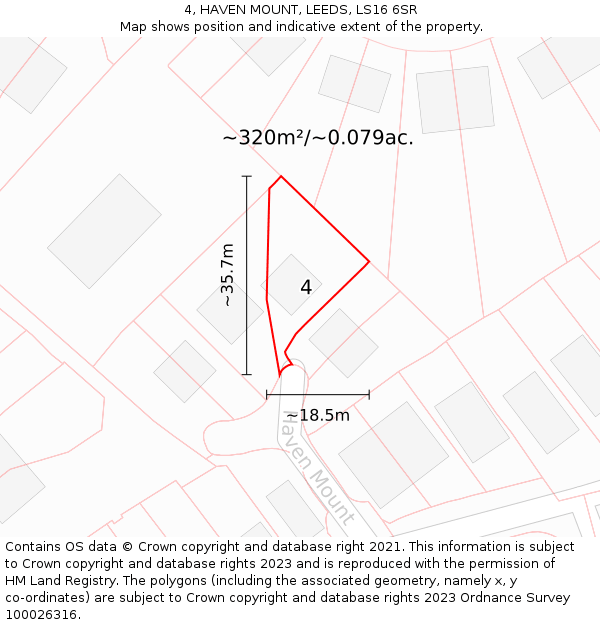 4, HAVEN MOUNT, LEEDS, LS16 6SR: Plot and title map