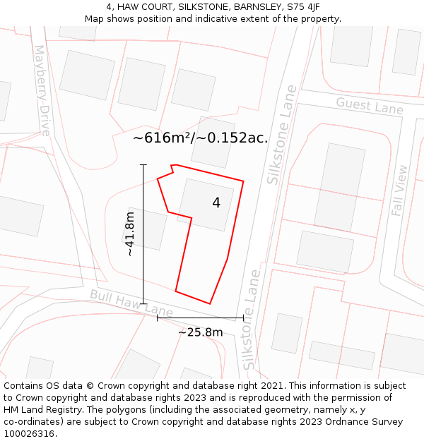 4, HAW COURT, SILKSTONE, BARNSLEY, S75 4JF: Plot and title map