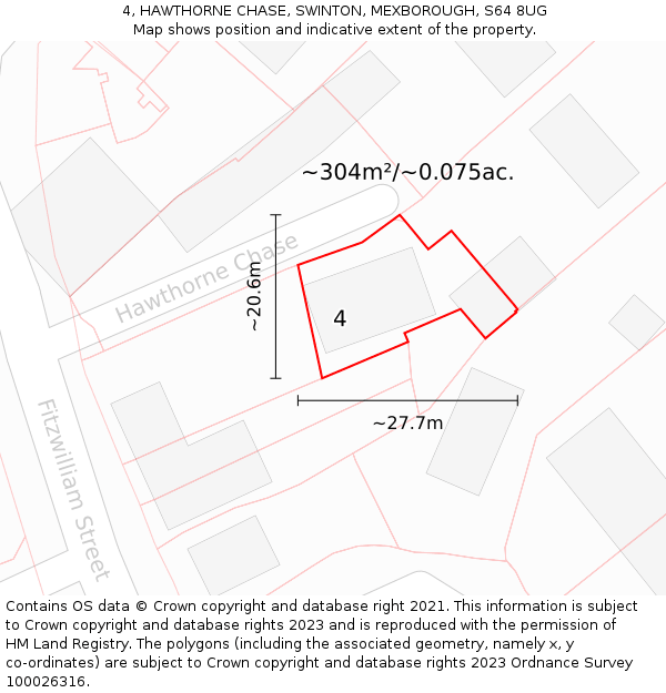 4, HAWTHORNE CHASE, SWINTON, MEXBOROUGH, S64 8UG: Plot and title map