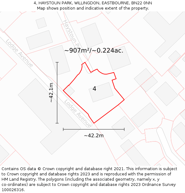 4, HAYSTOUN PARK, WILLINGDON, EASTBOURNE, BN22 0NN: Plot and title map
