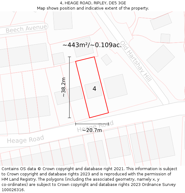 4, HEAGE ROAD, RIPLEY, DE5 3GE: Plot and title map