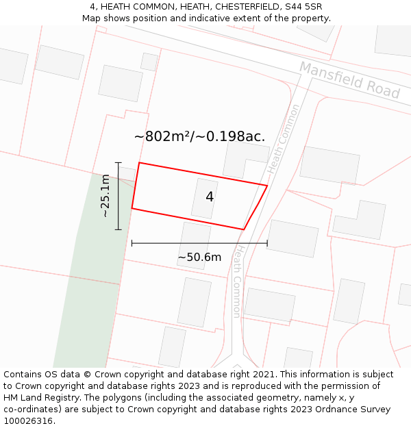 4, HEATH COMMON, HEATH, CHESTERFIELD, S44 5SR: Plot and title map