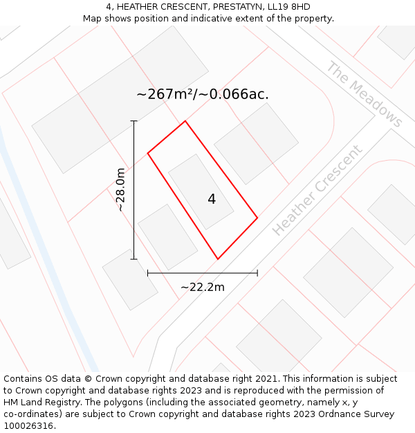 4, HEATHER CRESCENT, PRESTATYN, LL19 8HD: Plot and title map