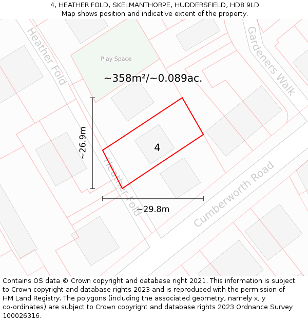 4, HEATHER FOLD, SKELMANTHORPE, HUDDERSFIELD, HD8 9LD: Plot and title map