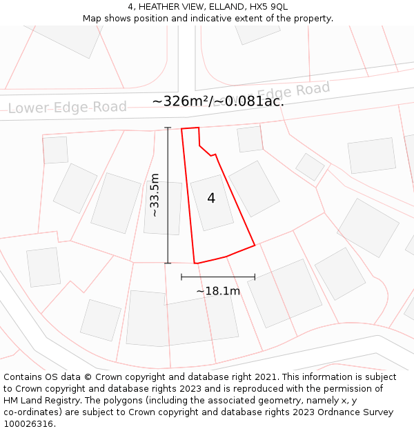 4, HEATHER VIEW, ELLAND, HX5 9QL: Plot and title map