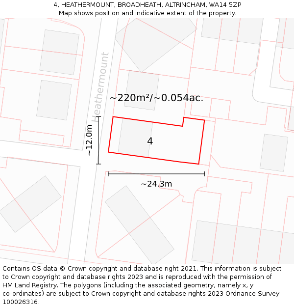 4, HEATHERMOUNT, BROADHEATH, ALTRINCHAM, WA14 5ZP: Plot and title map
