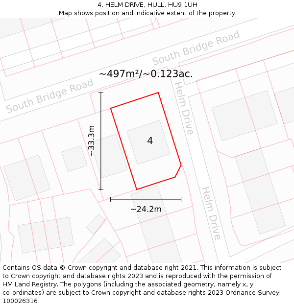 4, HELM DRIVE, HULL, HU9 1UH: Plot and title map
