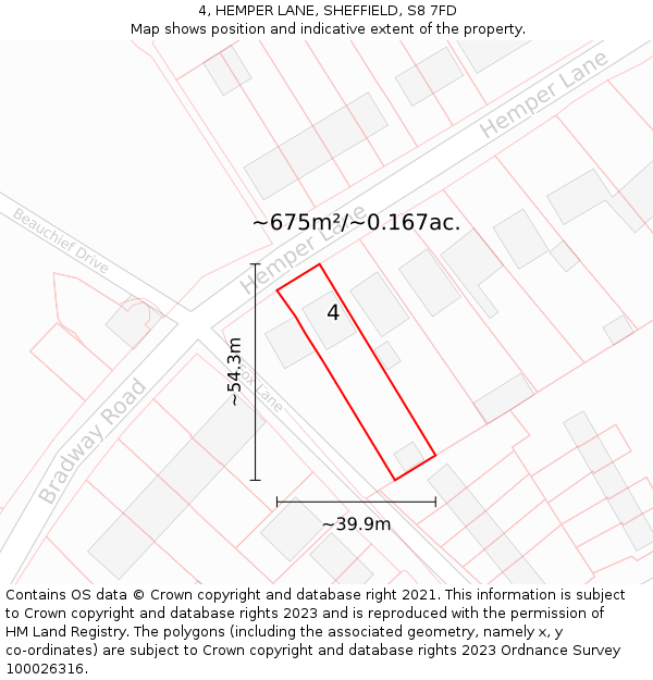 4, HEMPER LANE, SHEFFIELD, S8 7FD: Plot and title map