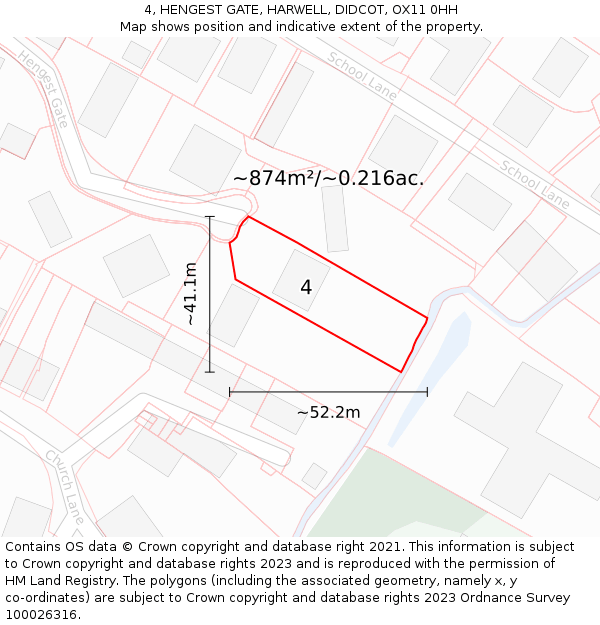4, HENGEST GATE, HARWELL, DIDCOT, OX11 0HH: Plot and title map