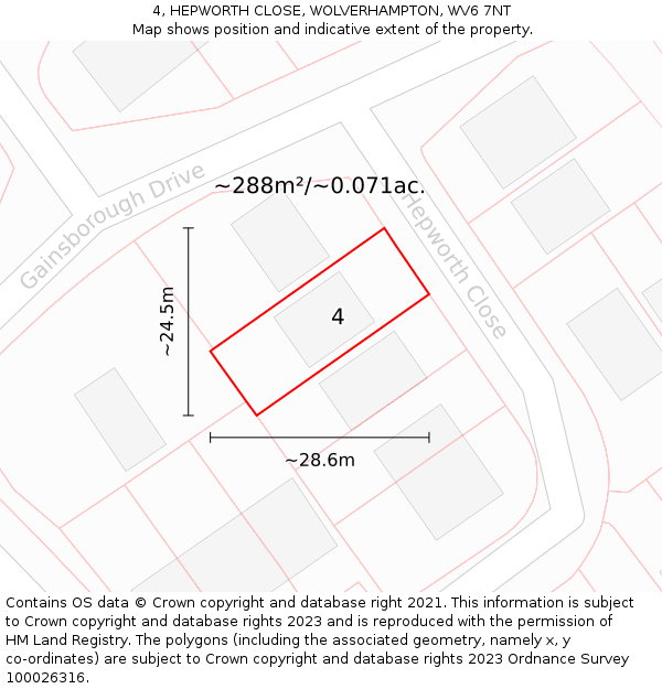 4, HEPWORTH CLOSE, WOLVERHAMPTON, WV6 7NT: Plot and title map
