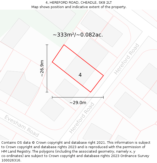 4, HEREFORD ROAD, CHEADLE, SK8 2LT: Plot and title map