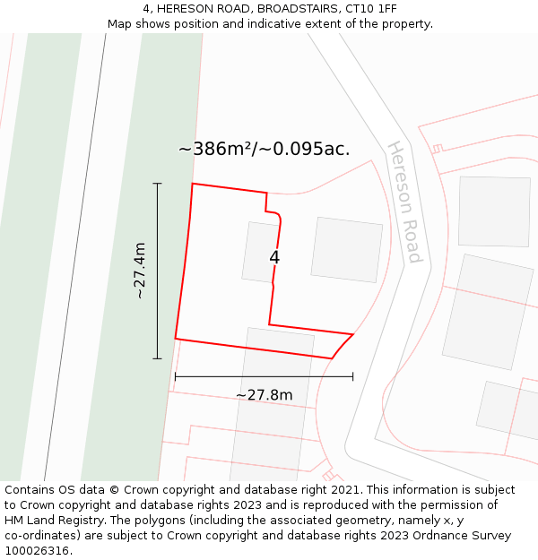 4, HERESON ROAD, BROADSTAIRS, CT10 1FF: Plot and title map