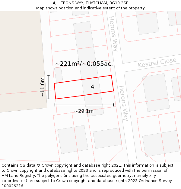 4, HERONS WAY, THATCHAM, RG19 3SR: Plot and title map