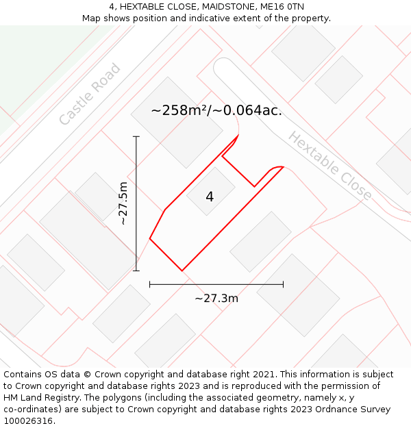 4, HEXTABLE CLOSE, MAIDSTONE, ME16 0TN: Plot and title map
