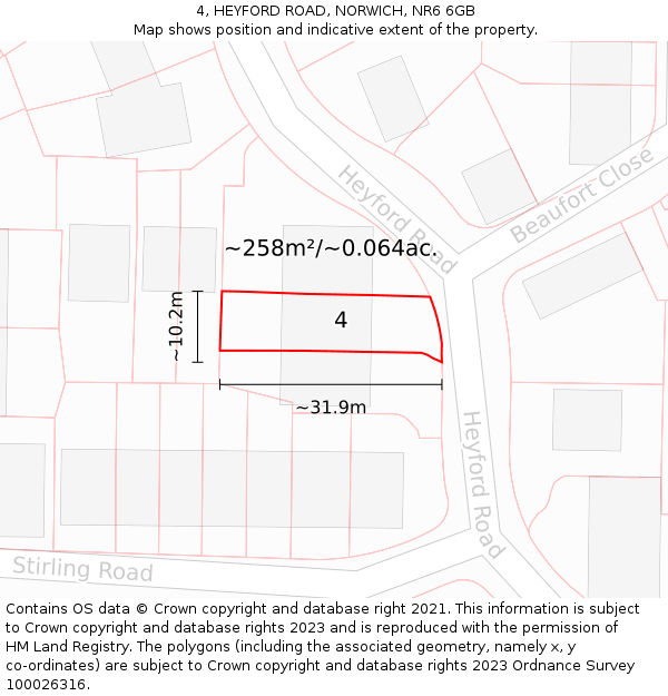 4, HEYFORD ROAD, NORWICH, NR6 6GB: Plot and title map